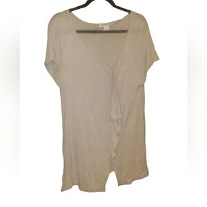 August Silk Linen Blend Beige Flowy Blouse Size Large